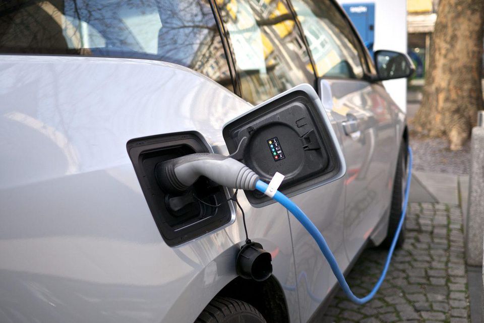 Electric vehicle at charging station